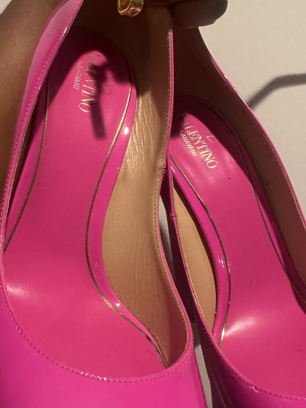 Valentino Garavani Tan-Go Platform Pump Patent Leather 155mm Pink PP - Picture 3 of 5